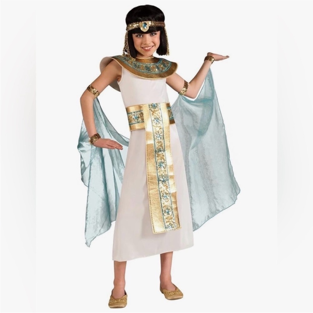 Egyptian Queen Halloween Costume - White and Gold Cleopatra - Size M (7-8)